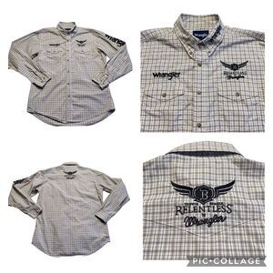 Trevor Brazile by Wrangler Relentless Plaid Embroidered Button Down Shirt Sz XXL
